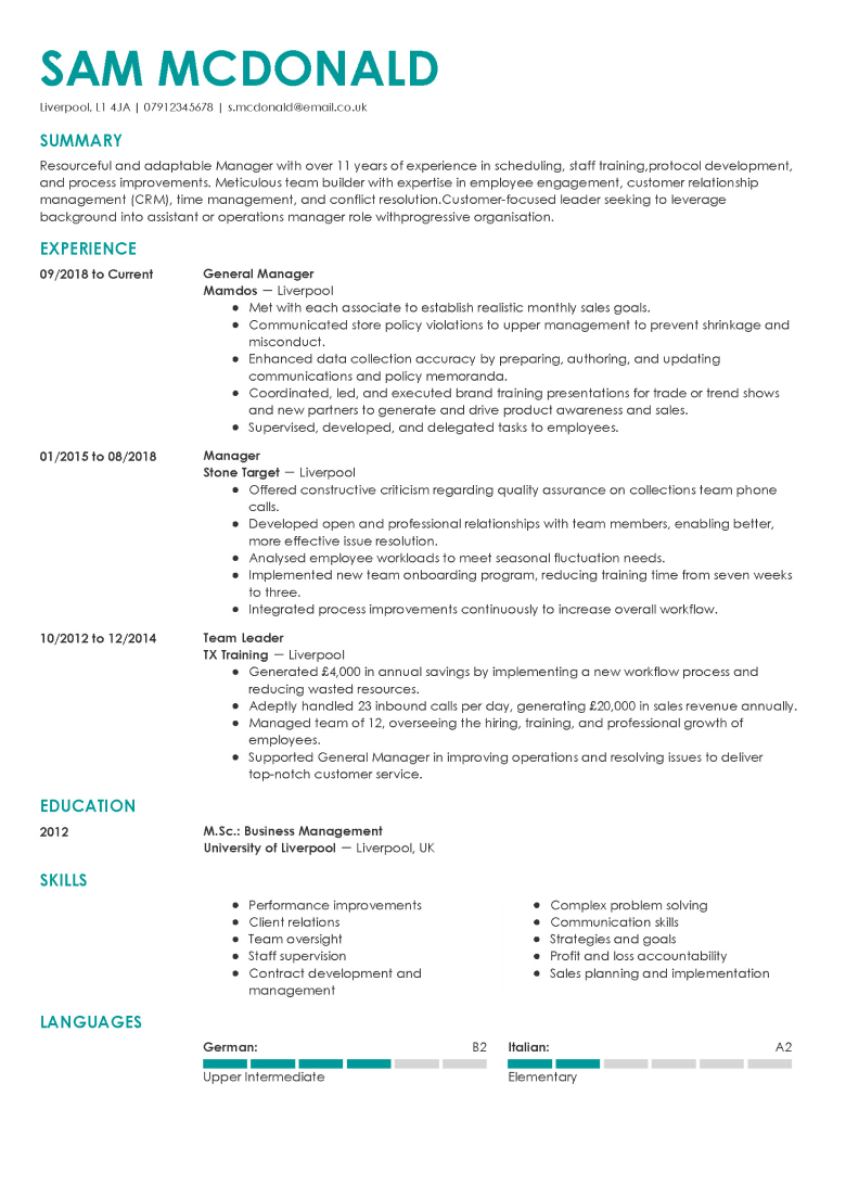 Modern CV template