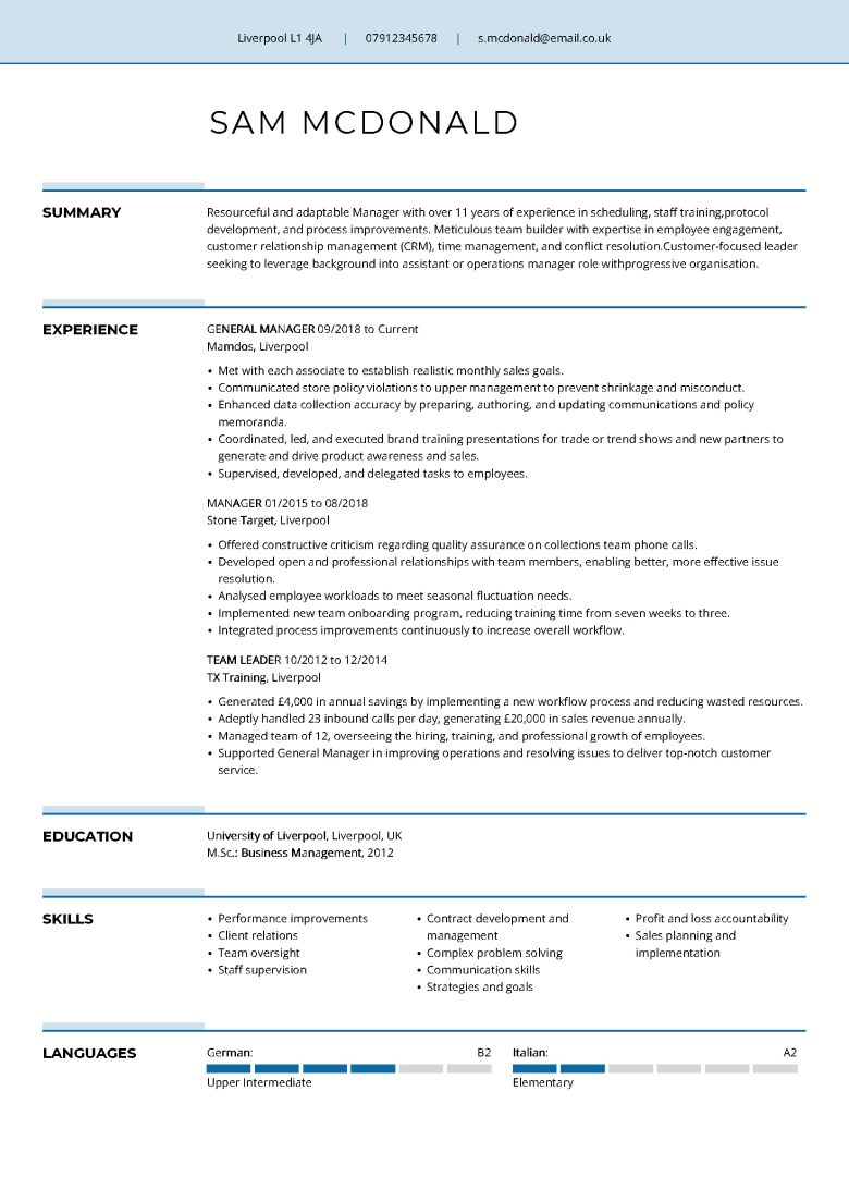 Modern CV template