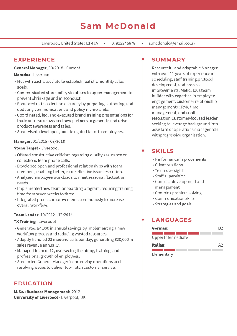 Modern CV template