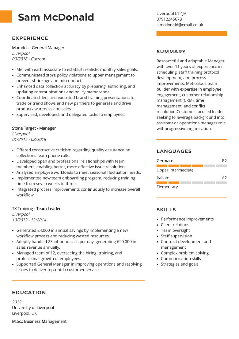 Modern CV template