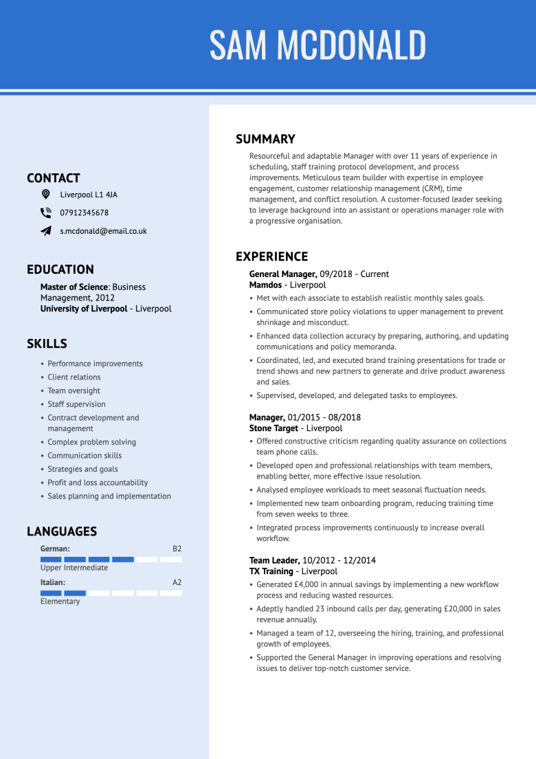 Modern CV template