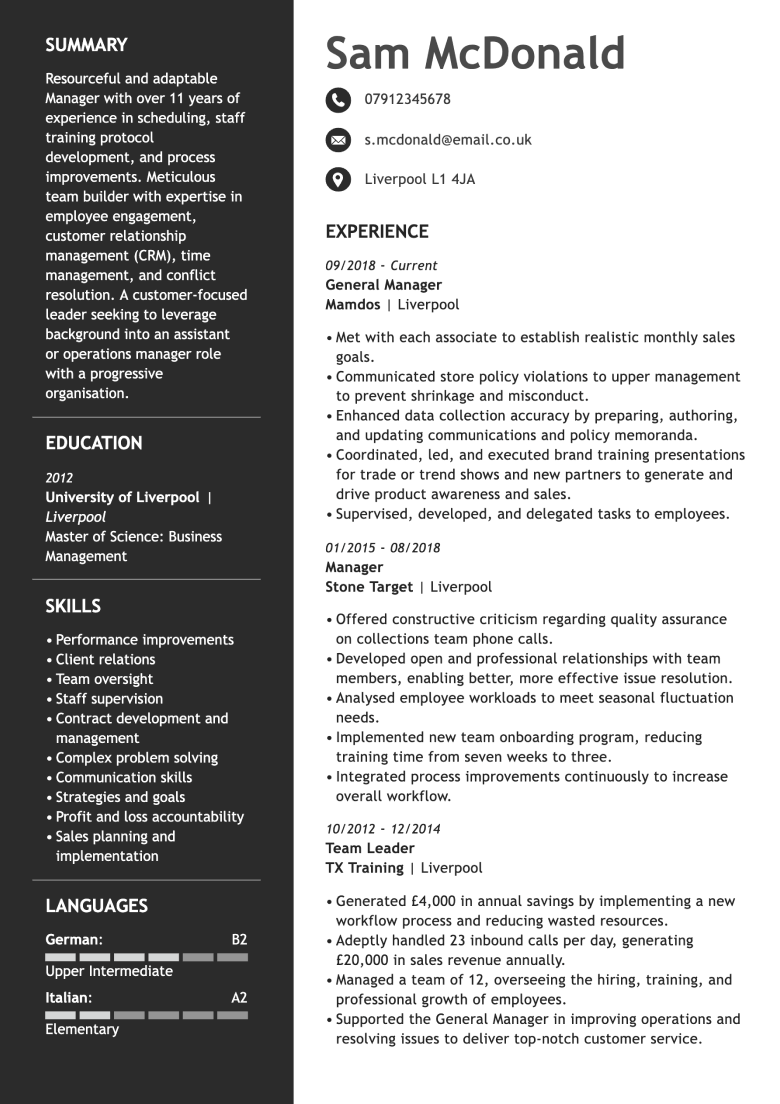 Modern CV template