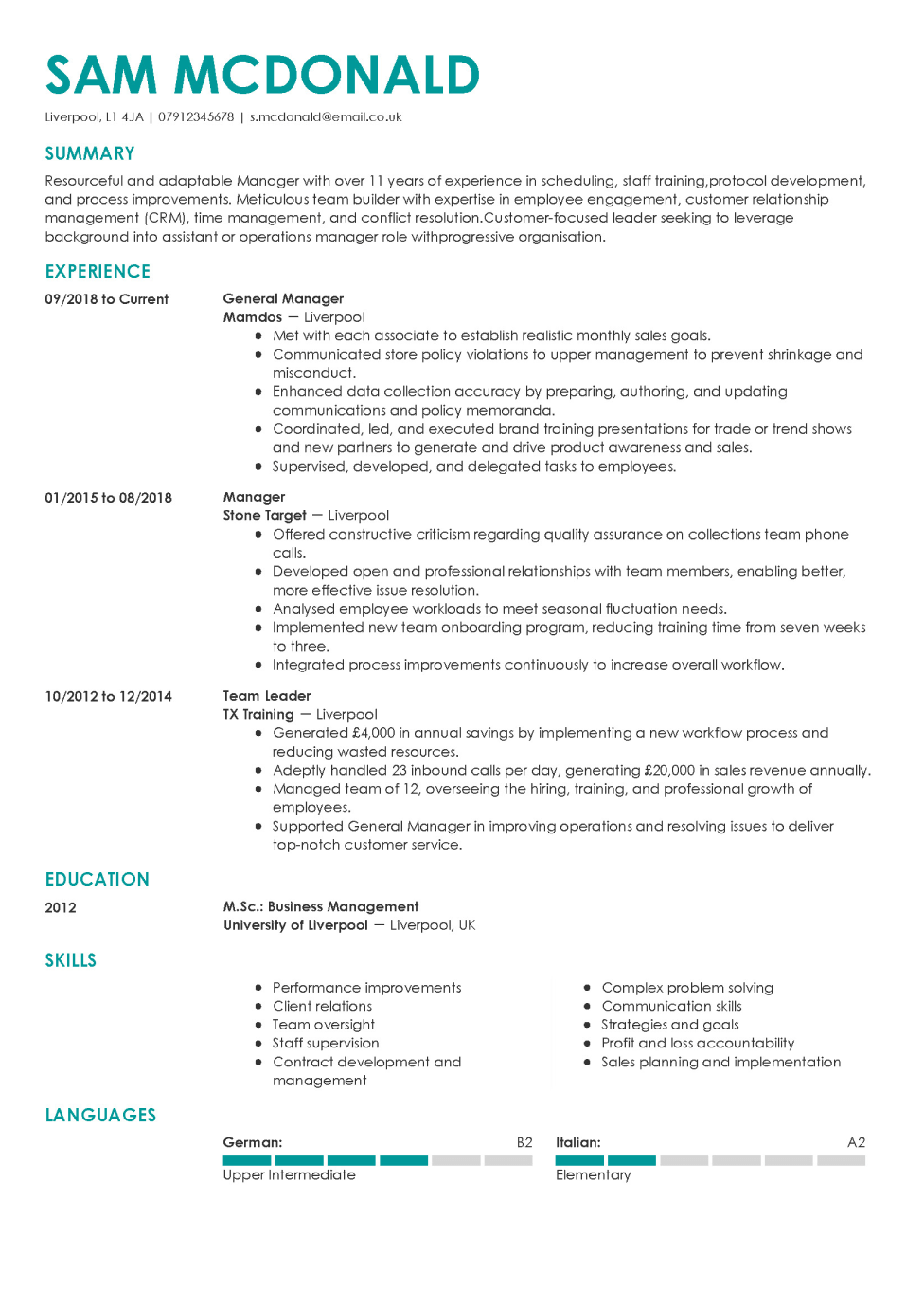 Moderne CV-sjabloon