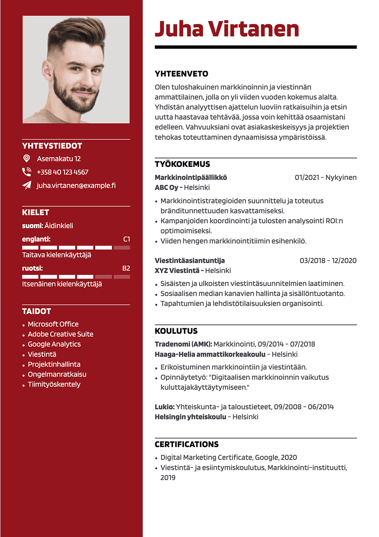CV gemaakt in de LiveCareer-builder