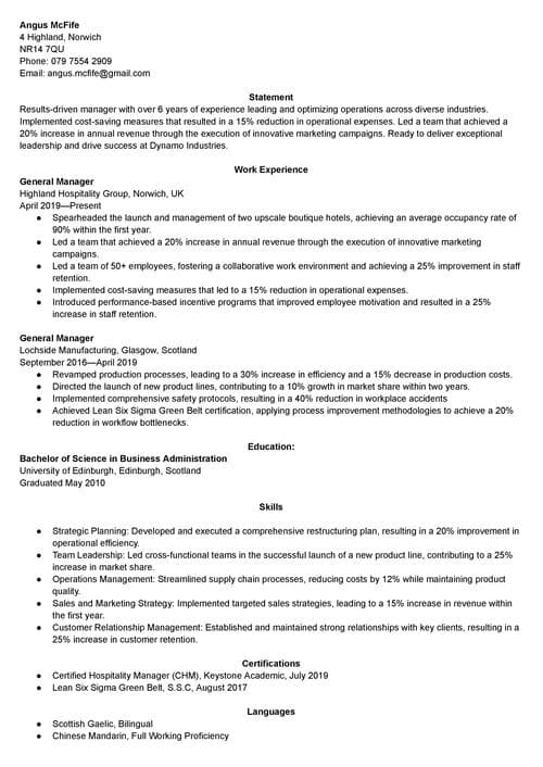 Esimiehen CV-esimerkki