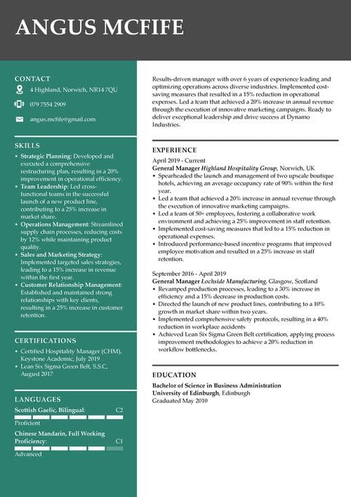 Esimiehen CV-esimerkki